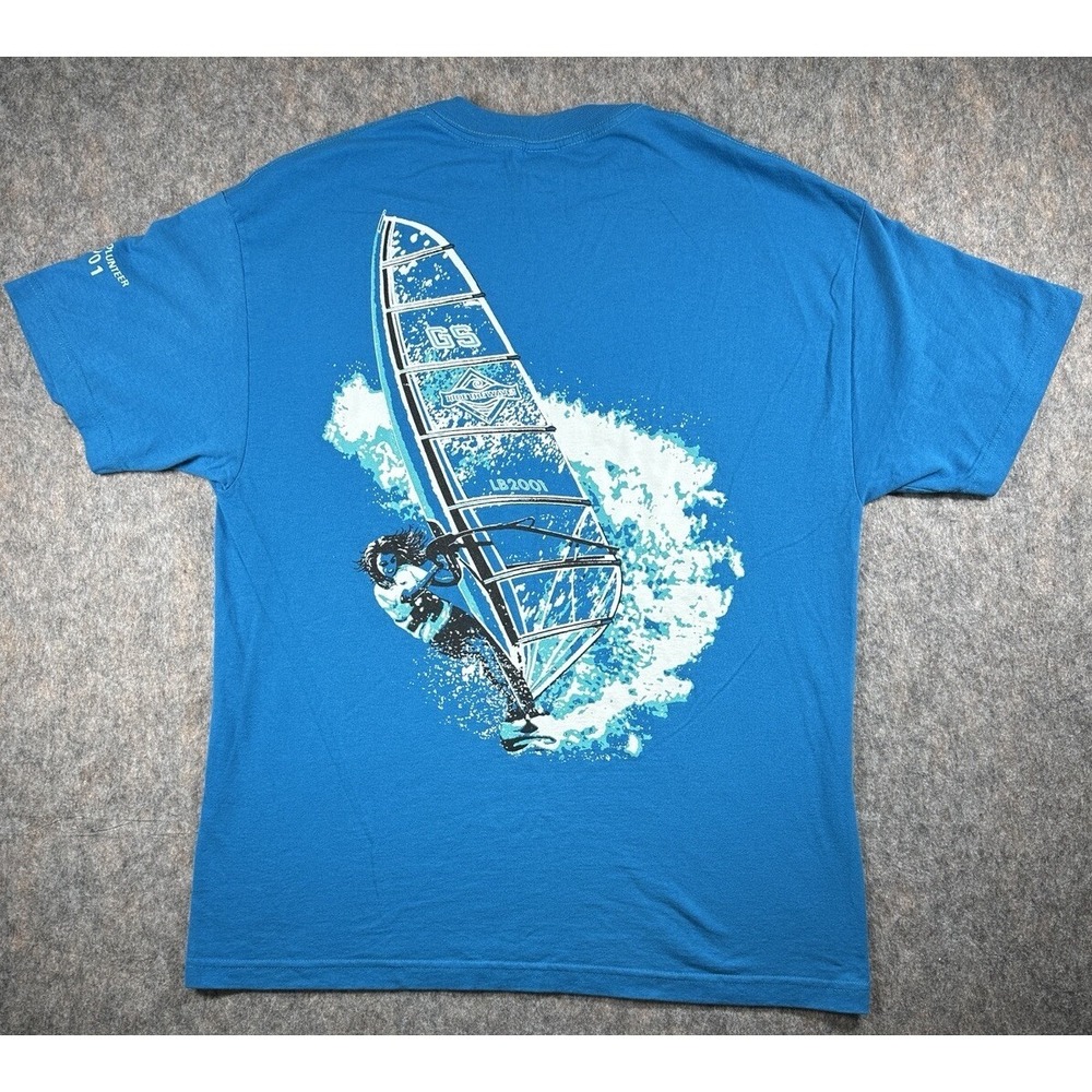 Vintage Ride The Wave T Shirt Size X-Large Blue Wind Surfing Surf